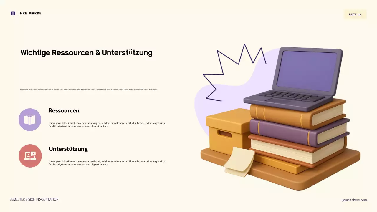 Lila und orange 3D-Illustration persönlicher Ziele Präsentation