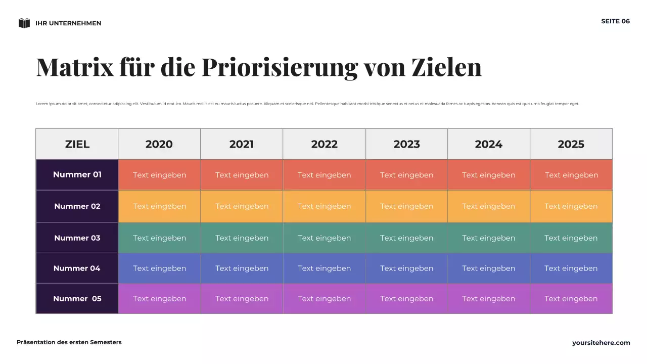 Navy Minimal Meine Vision für das erste Semester Präsentation