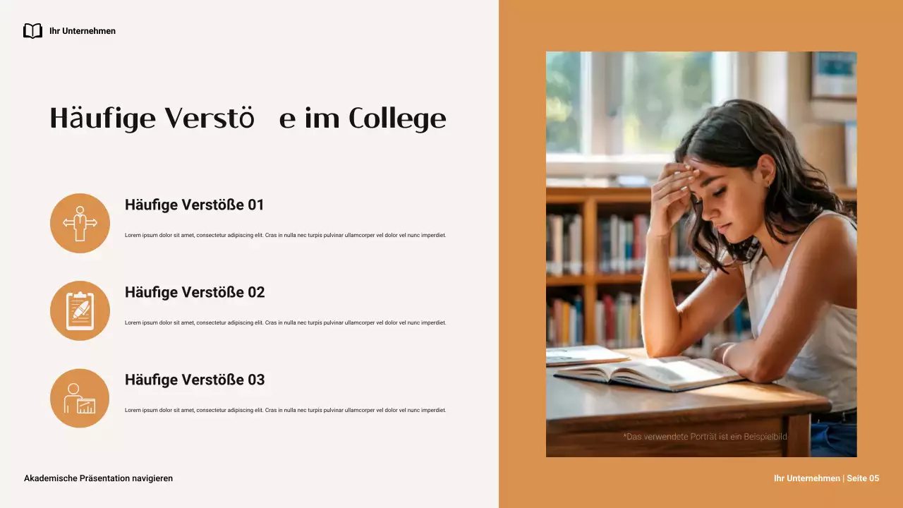 Braune und orangefarbene Minimal-Navigation zur akademischen Integrität im College Präsentation