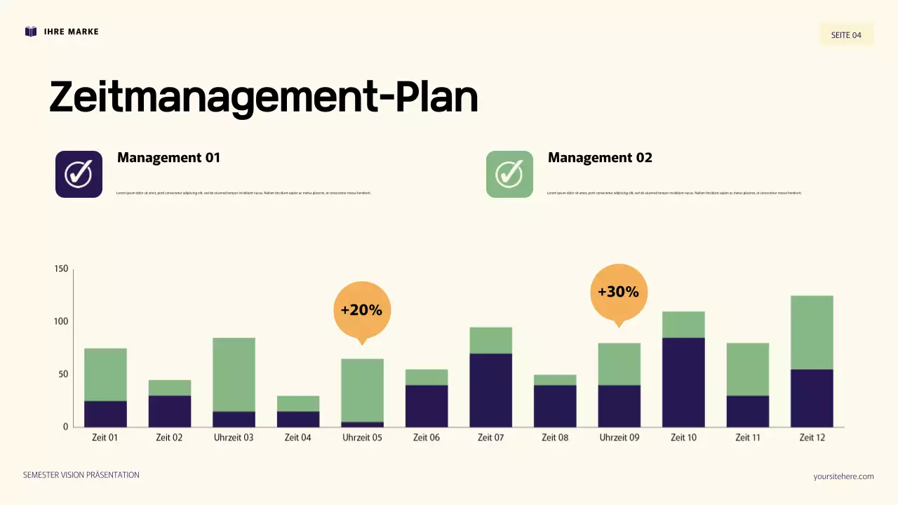 Lila und orange 3D-Illustration persönlicher Ziele Präsentation