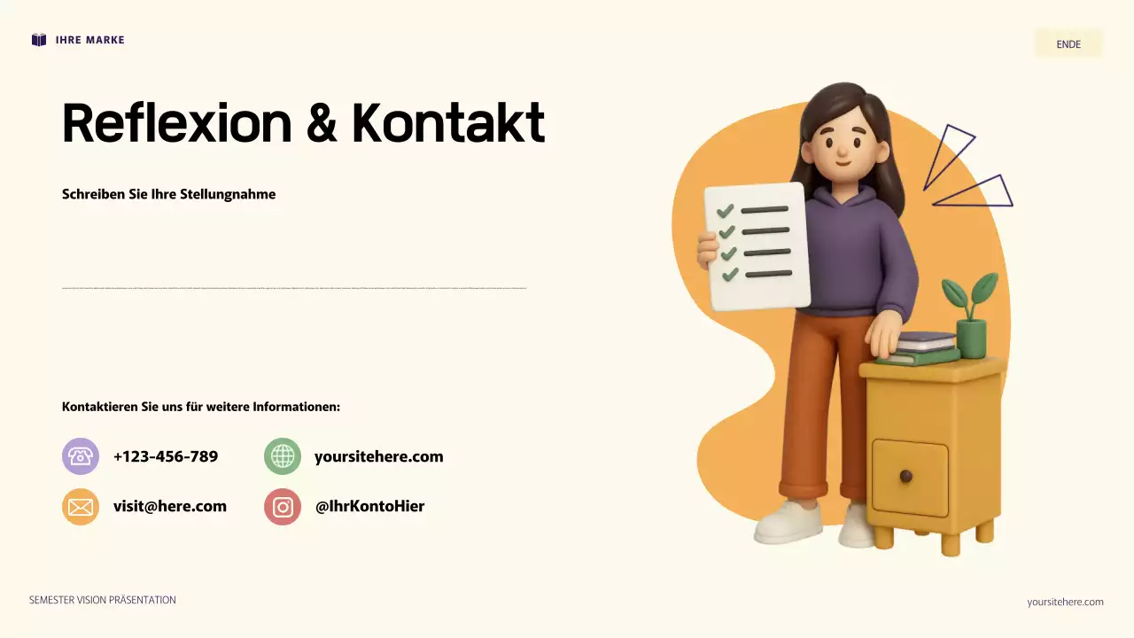 Lila und orange 3D-Illustration persönlicher Ziele Präsentation