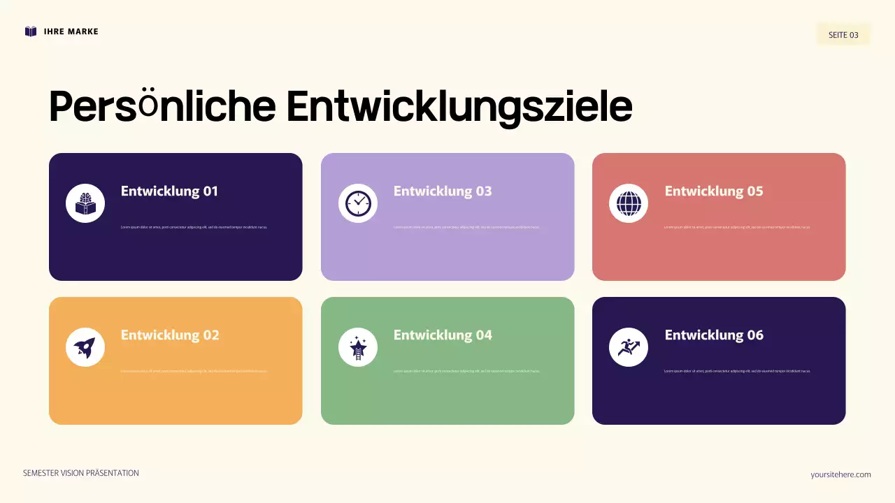 Lila und orange 3D-Illustration persönlicher Ziele Präsentation