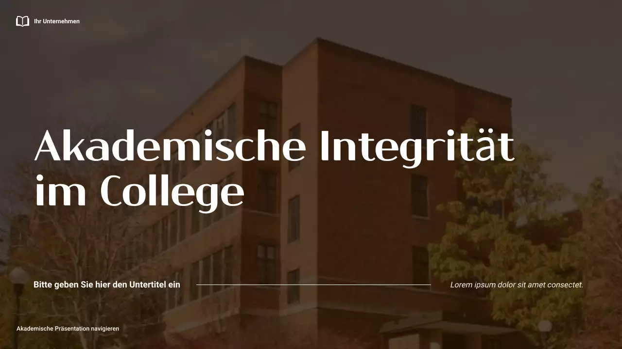 Braune und orangefarbene Minimal-Navigation zur akademischen Integrität im College Präsentation