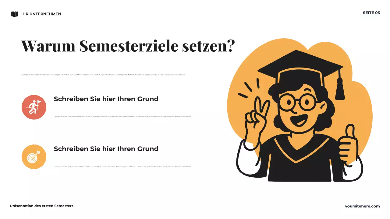 Navy Minimal Meine Vision für das erste Semester Präsentation