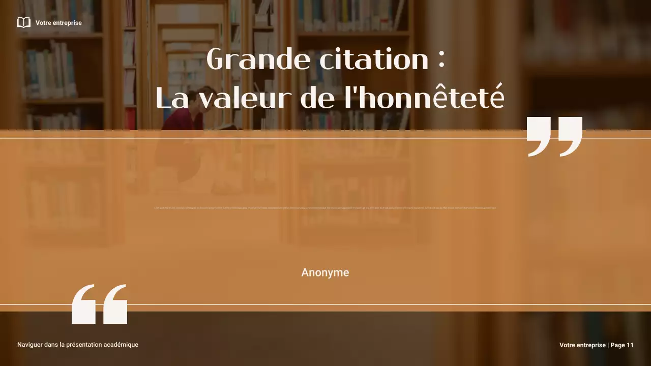 Présentation minimaliste marron et orange sur la navigation dans l'intégrité académique à l'université