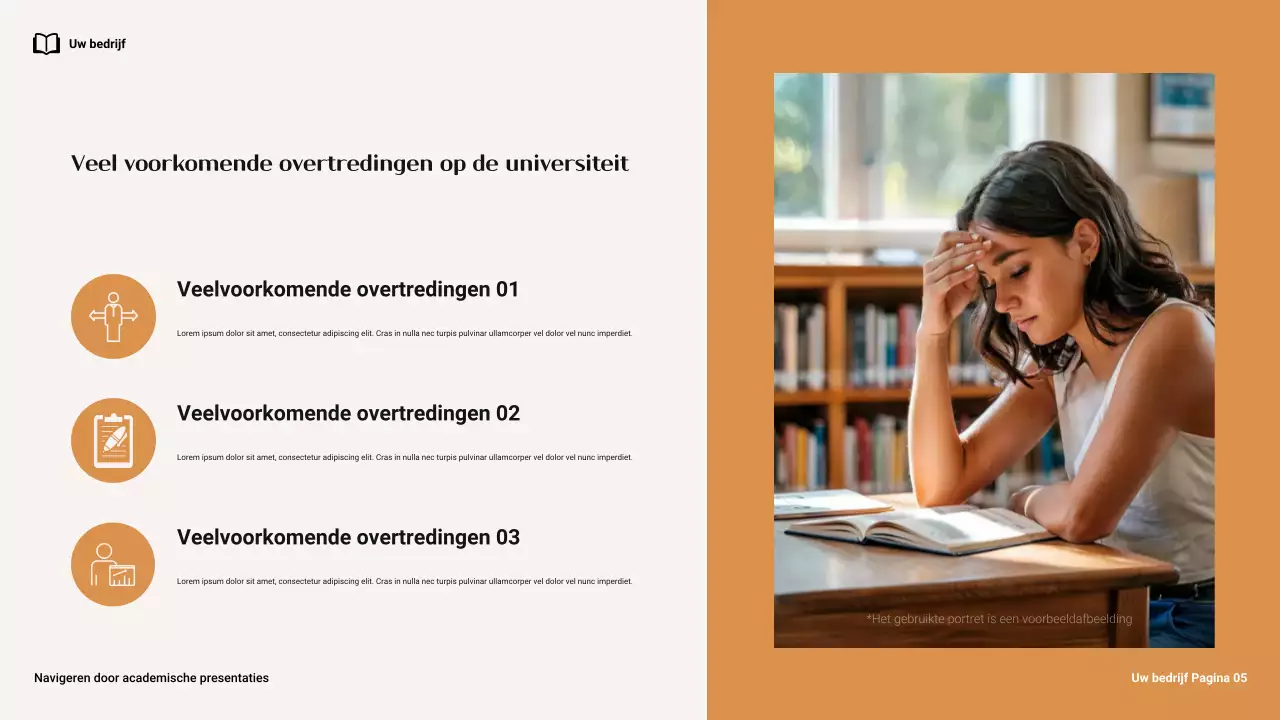 Bruin en oranje Minimale Academische Integriteit Navigeren in College Presentatie