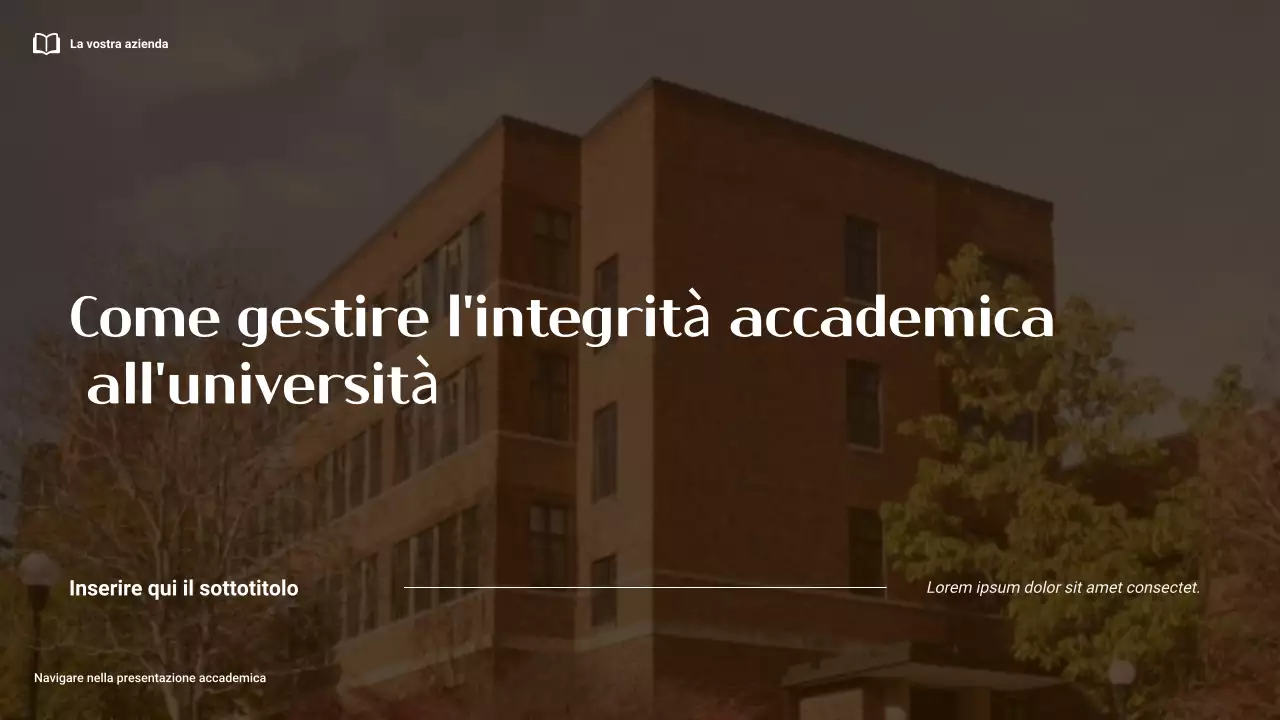 Presentazione minima marrone e arancione sulla navigazione dell'integrità accademica al college