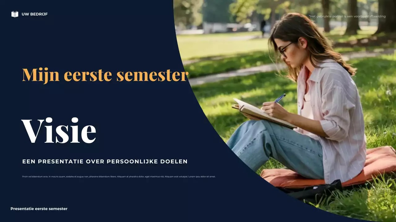 Navy Minimal Mijn Eerste Semester Visie Presentatie