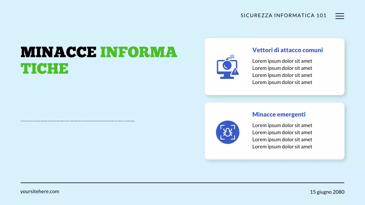 Presentazione sulla tecnologia di sicurezza informatica verde e blu