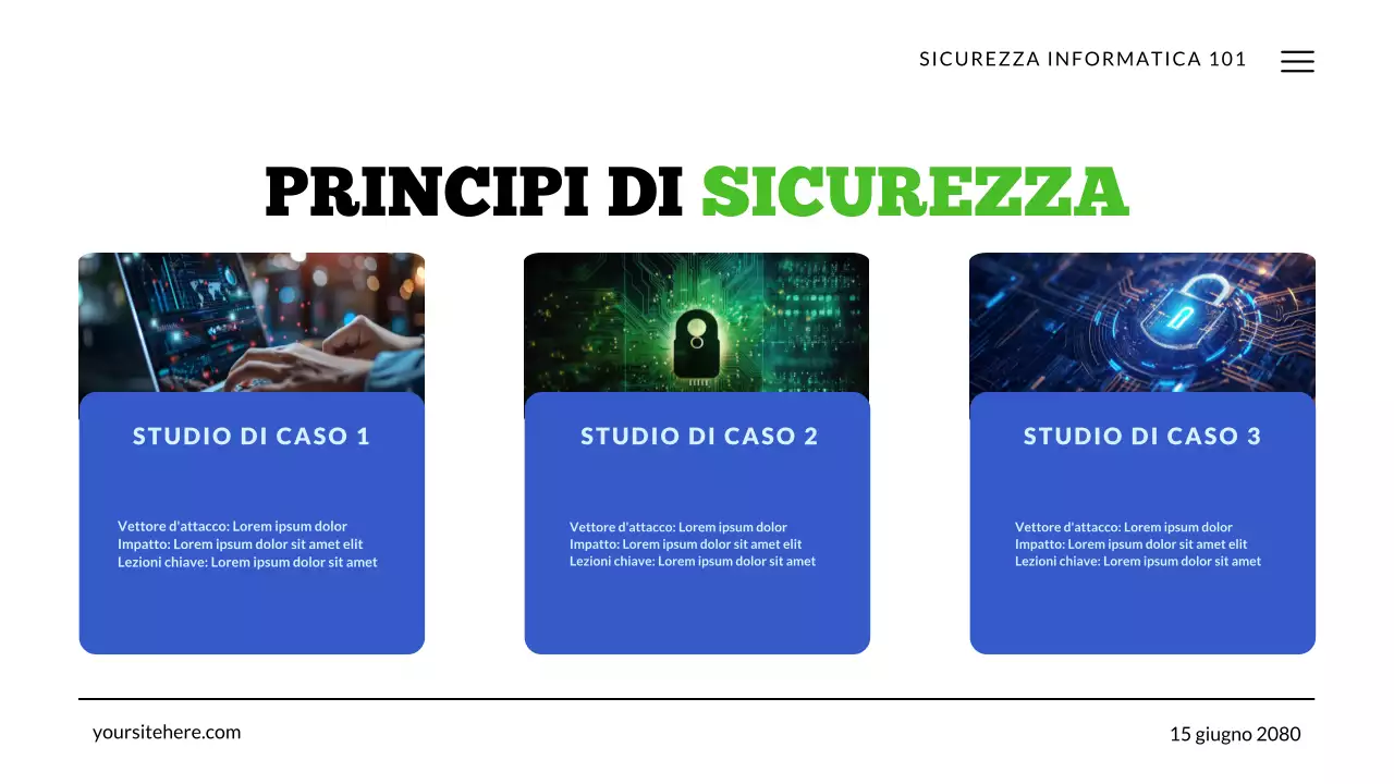 Presentazione sulla tecnologia di sicurezza informatica verde e blu