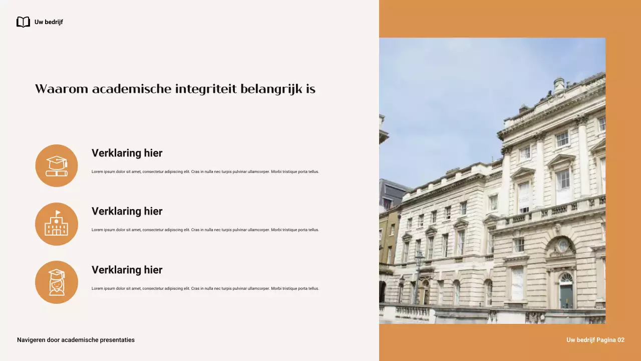 Bruin en oranje Minimale Academische Integriteit Navigeren in College Presentatie
