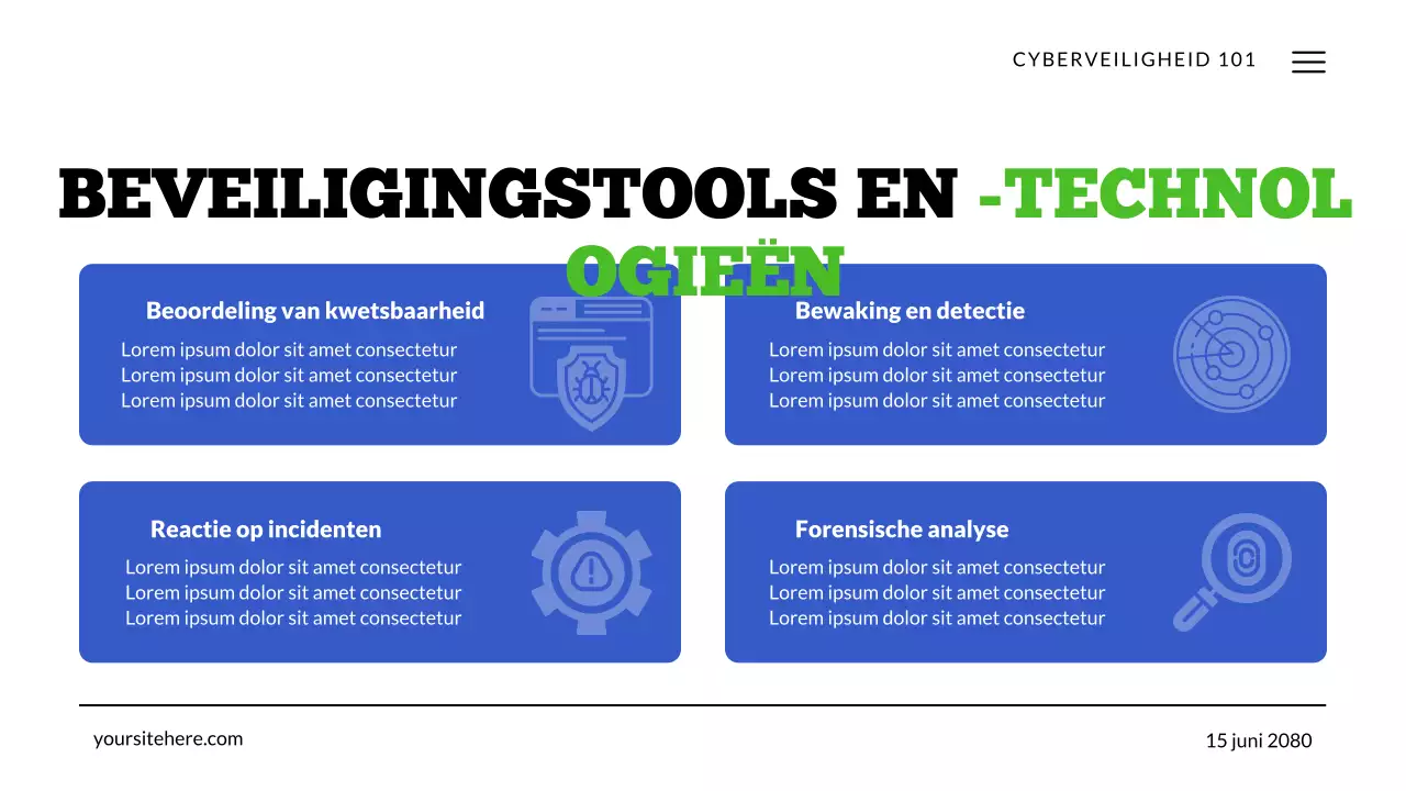 Cyberbeveiligingstechnologie Groen en Blauw Presentatie