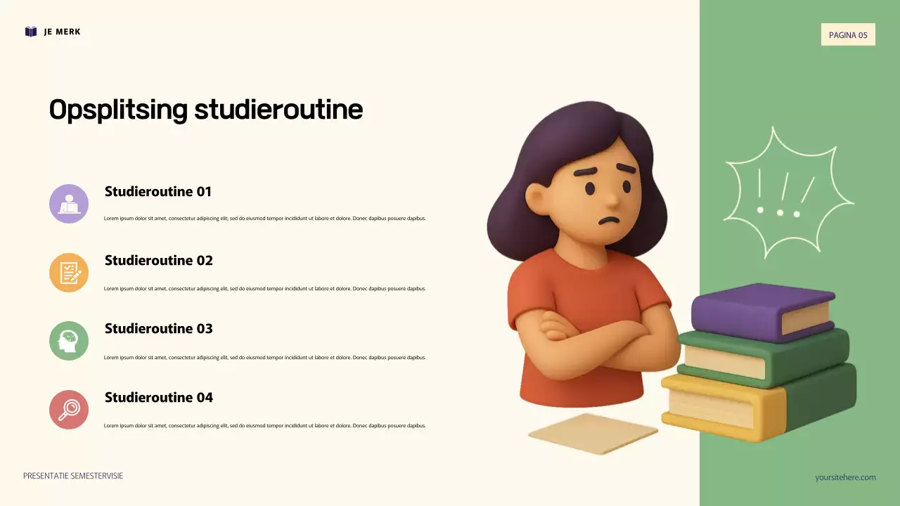 Paarse en oranje 3D-illustratie Persoonlijke doelenpresentatie