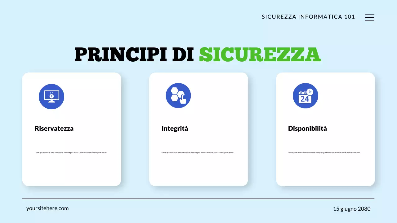 Presentazione sulla tecnologia di sicurezza informatica verde e blu