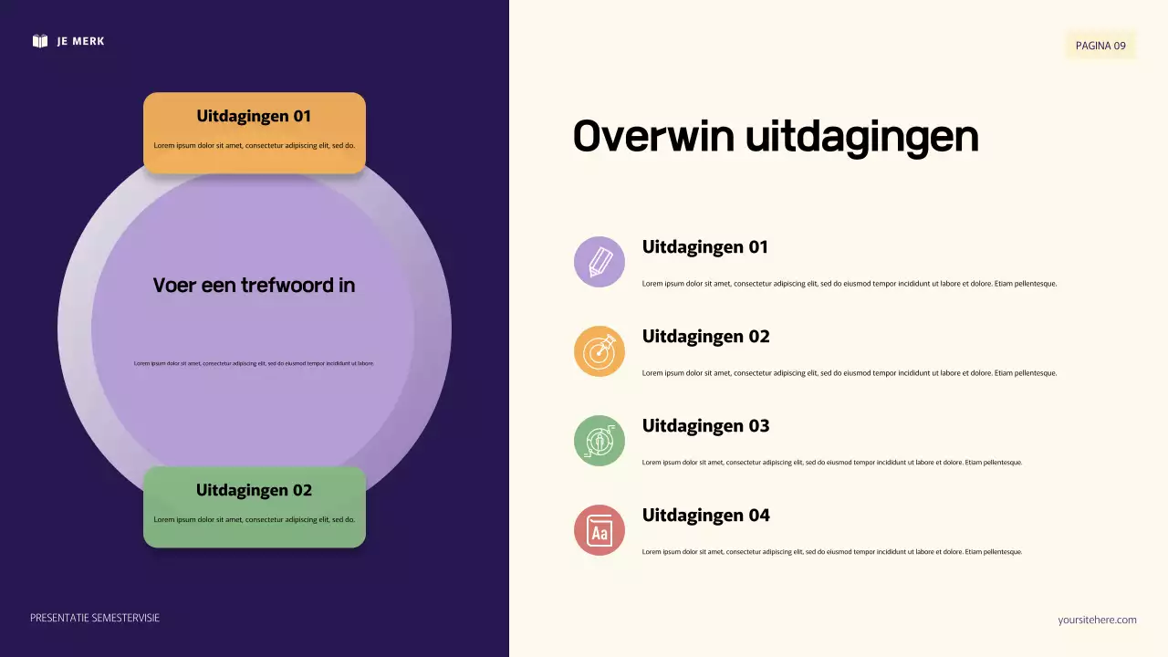Paarse en oranje 3D-illustratie Persoonlijke doelenpresentatie
