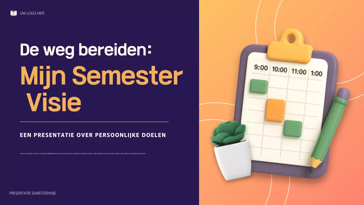 Paarse en oranje 3D-illustratie Persoonlijke doelenpresentatie