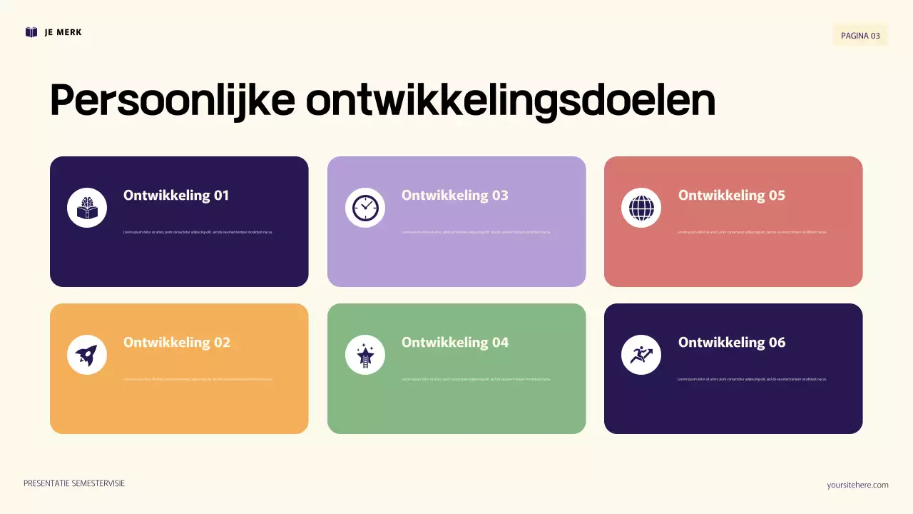 Paarse en oranje 3D-illustratie Persoonlijke doelenpresentatie