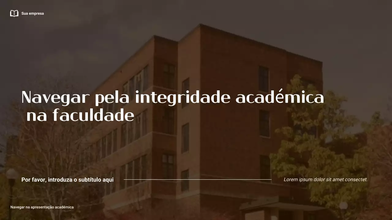 Apresentação mínima marrom e laranja sobre a integridade acadêmica na faculdade