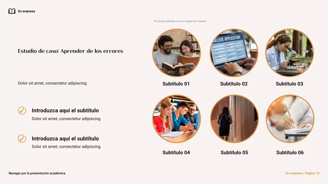 Presentación minimalista en marrón y naranja sobre la integridad académica en la universidad