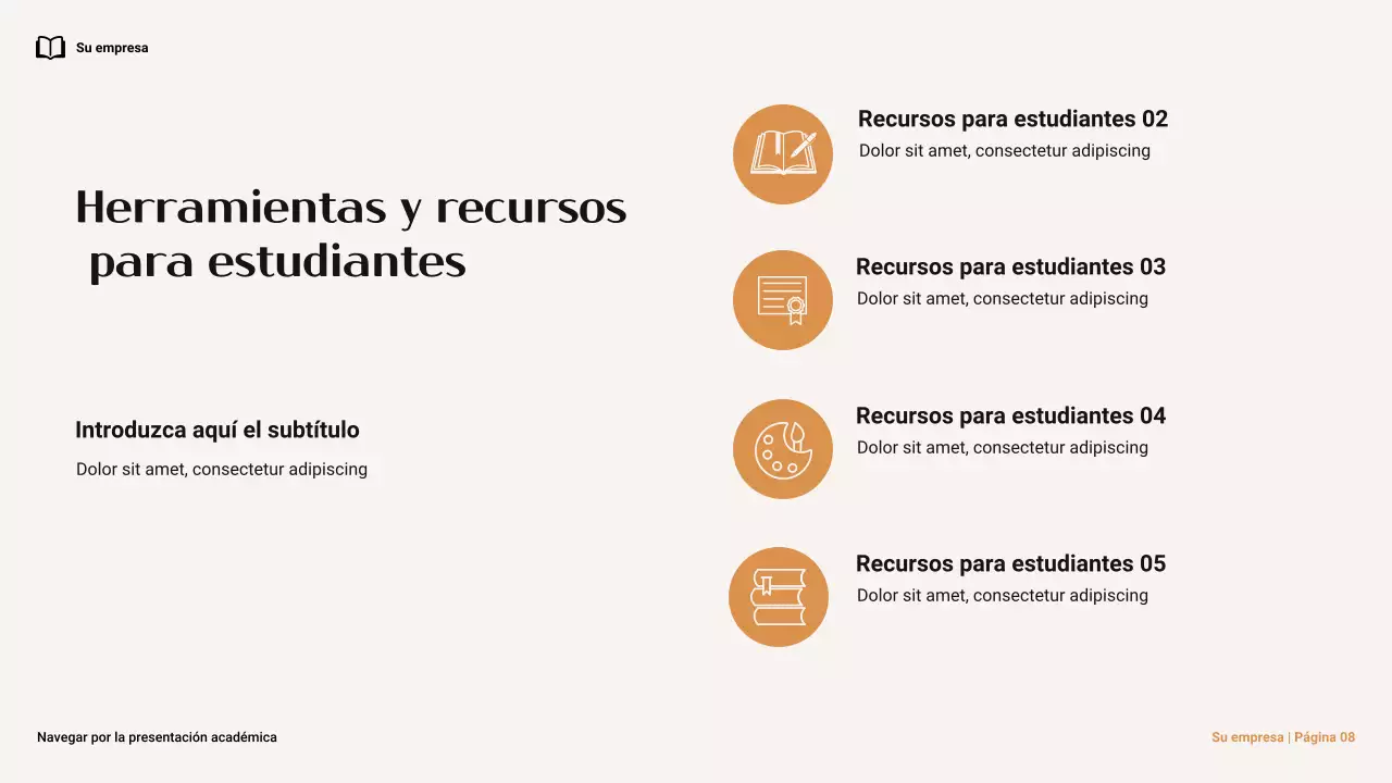Presentación minimalista en marrón y naranja sobre la integridad académica en la universidad