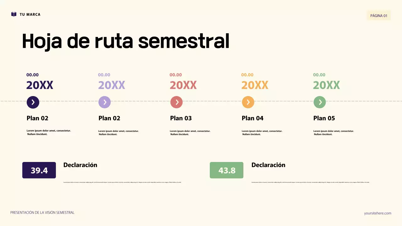 Presentación de objetivos personales con ilustración 3D en morado y naranja