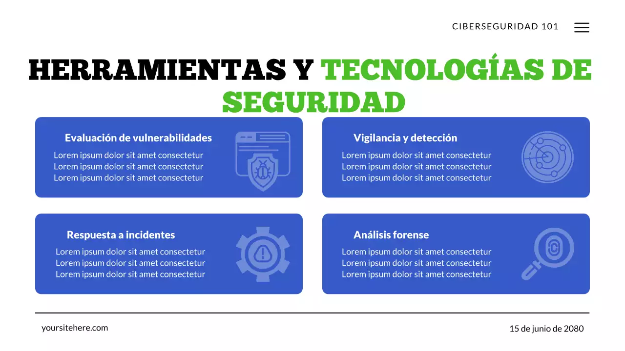 Presentación de la tecnología de ciberseguridad verde y azul