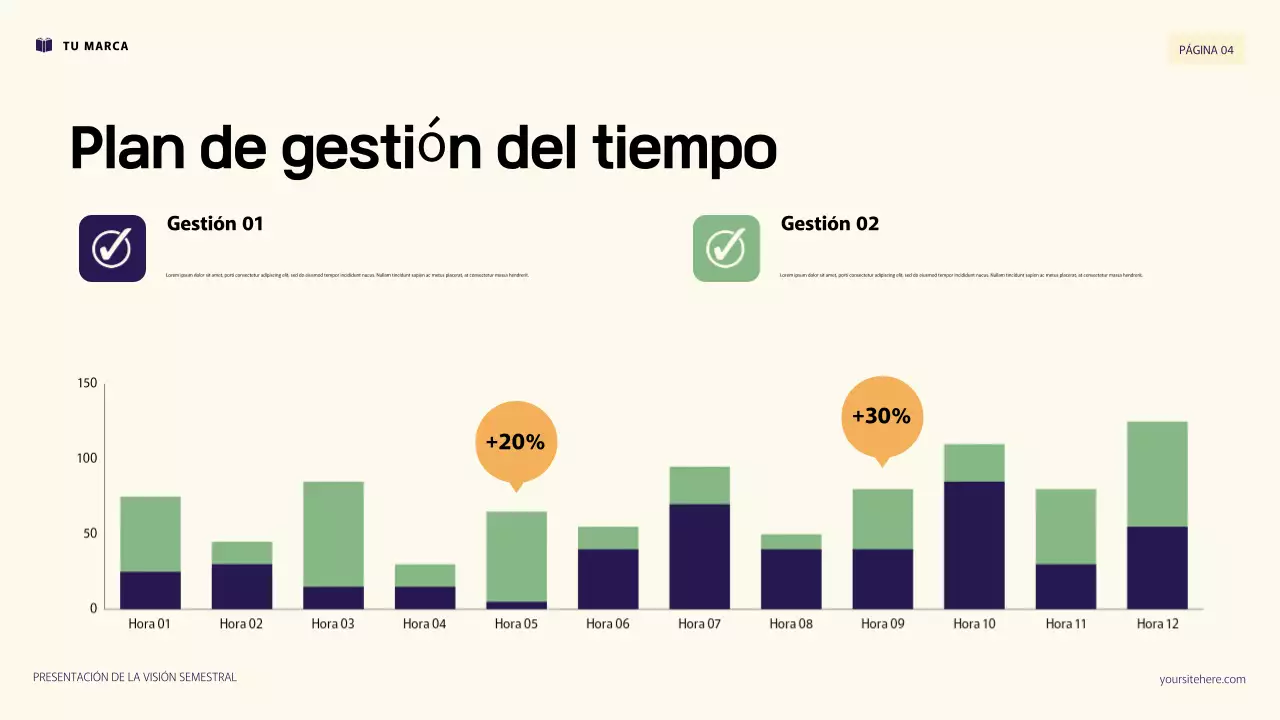 Presentación de objetivos personales con ilustración 3D en morado y naranja
