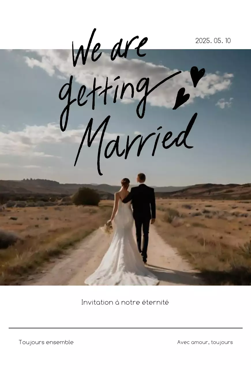 Faire-part de mariage simple beige