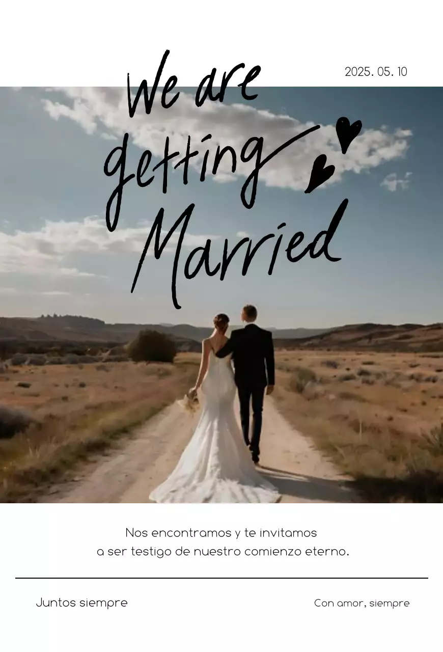 Invitación de boda sencilla en beige