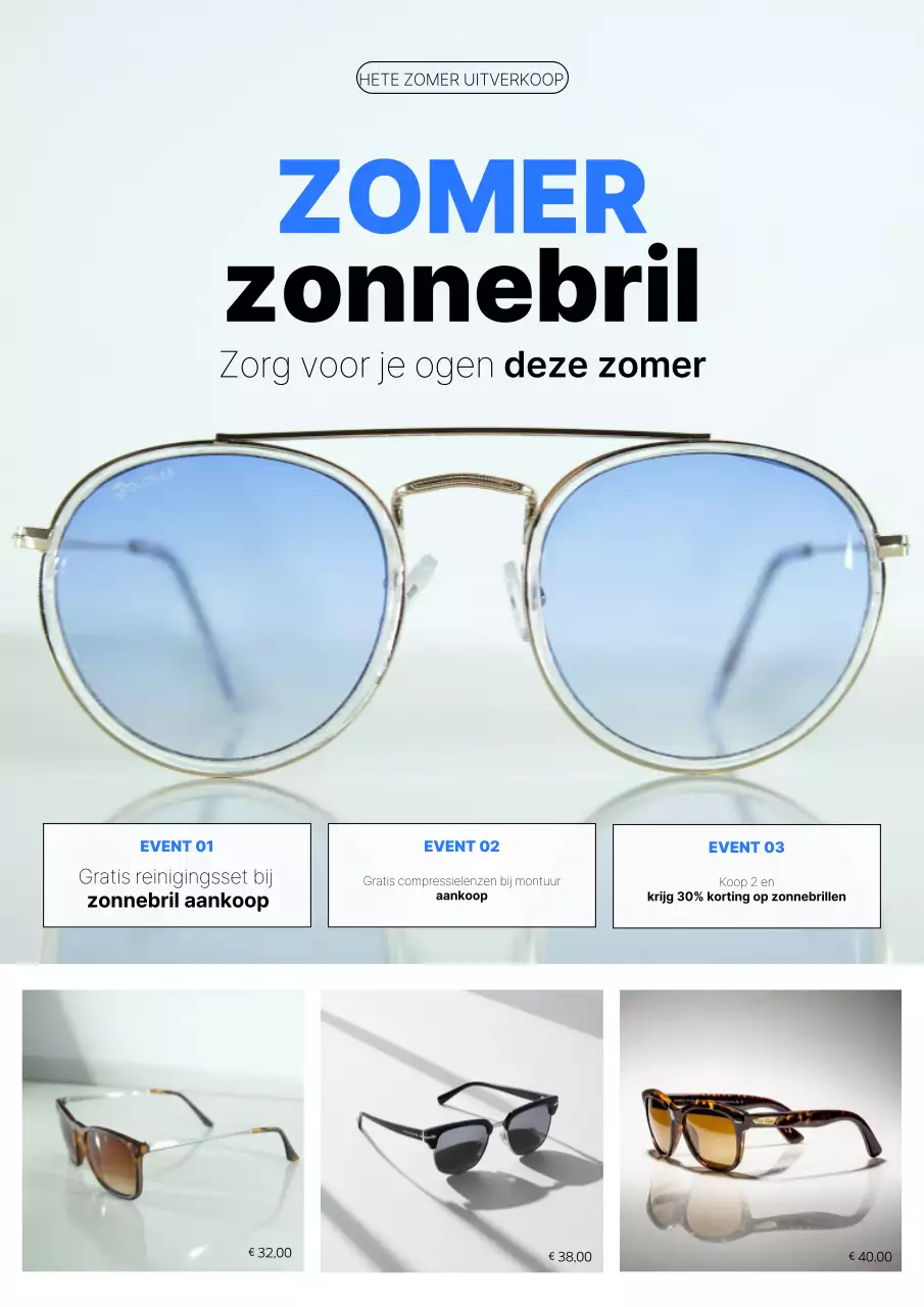 Blauwe moderne zomermode-advertentie