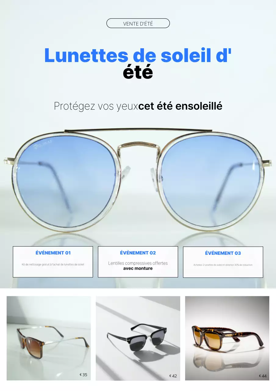 Publicité de mode d'été moderne bleue