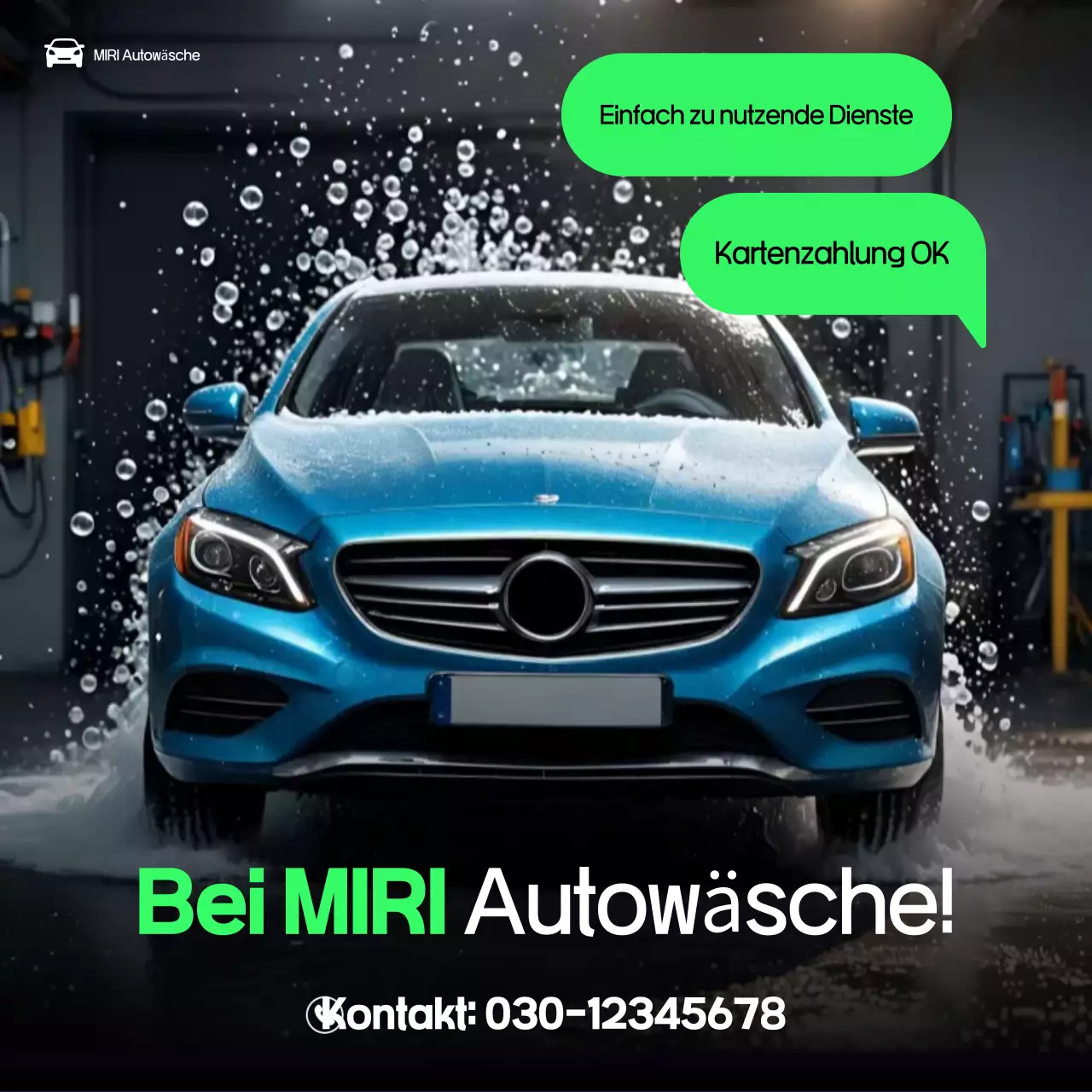 Blaue moderne Autowaschwerbung