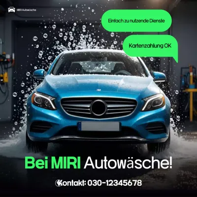 Blaue moderne Autowaschwerbung