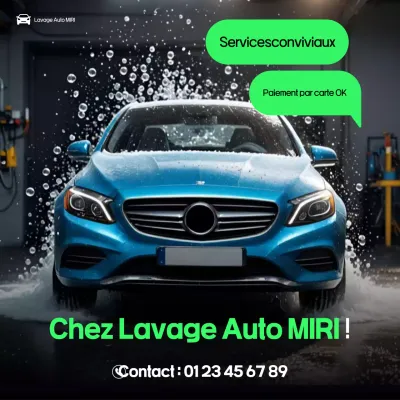 Publicité pour le lave-auto moderne bleu