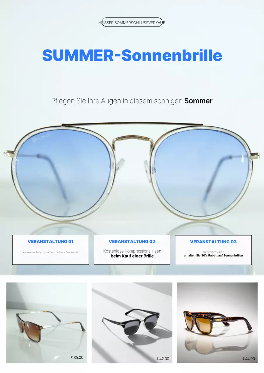 Blaue moderne Sommermode-Werbung