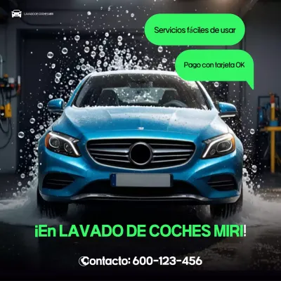 Anuncio de lavado de autos moderno azul