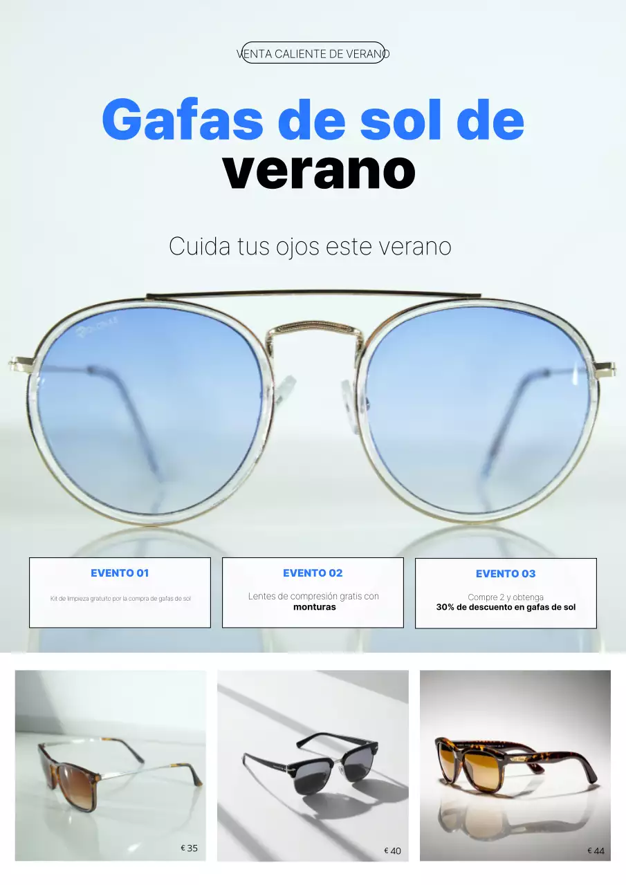 Anuncio de moda de verano moderna en azul