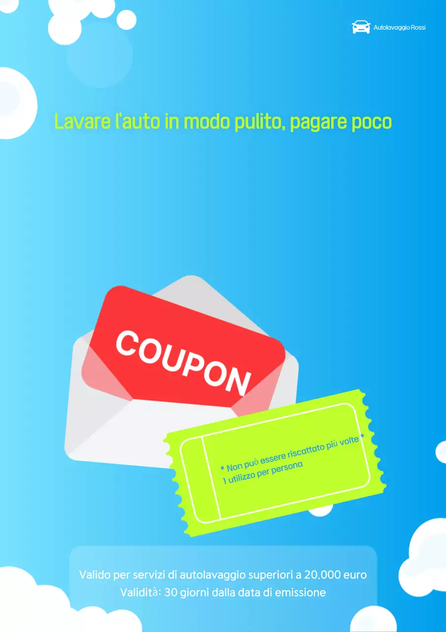 Buono per il lavaggio auto Sky Blue Clean