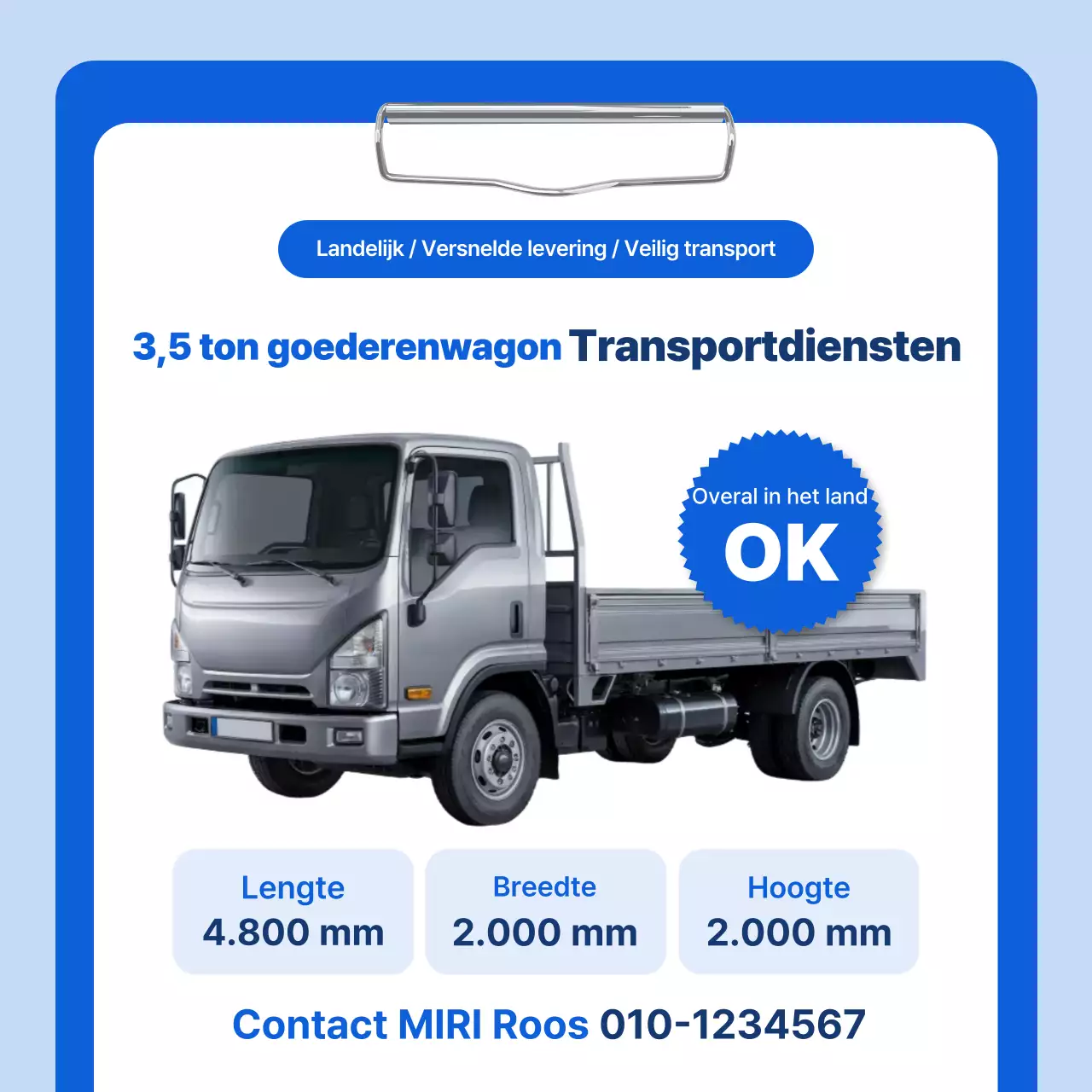 Blauwe moderne vrachtwagentransportservice