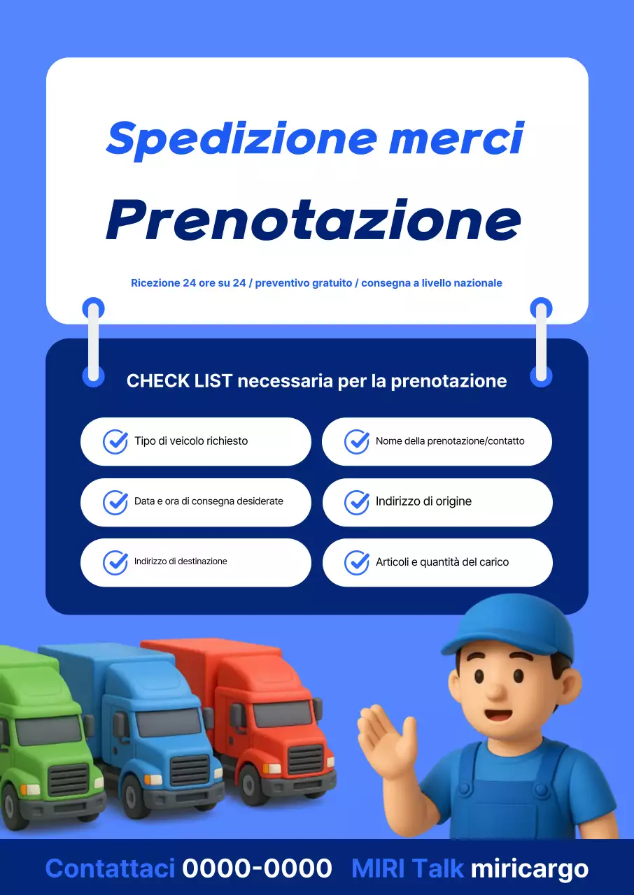 Guida alla prenotazione del trasporto di merci blu