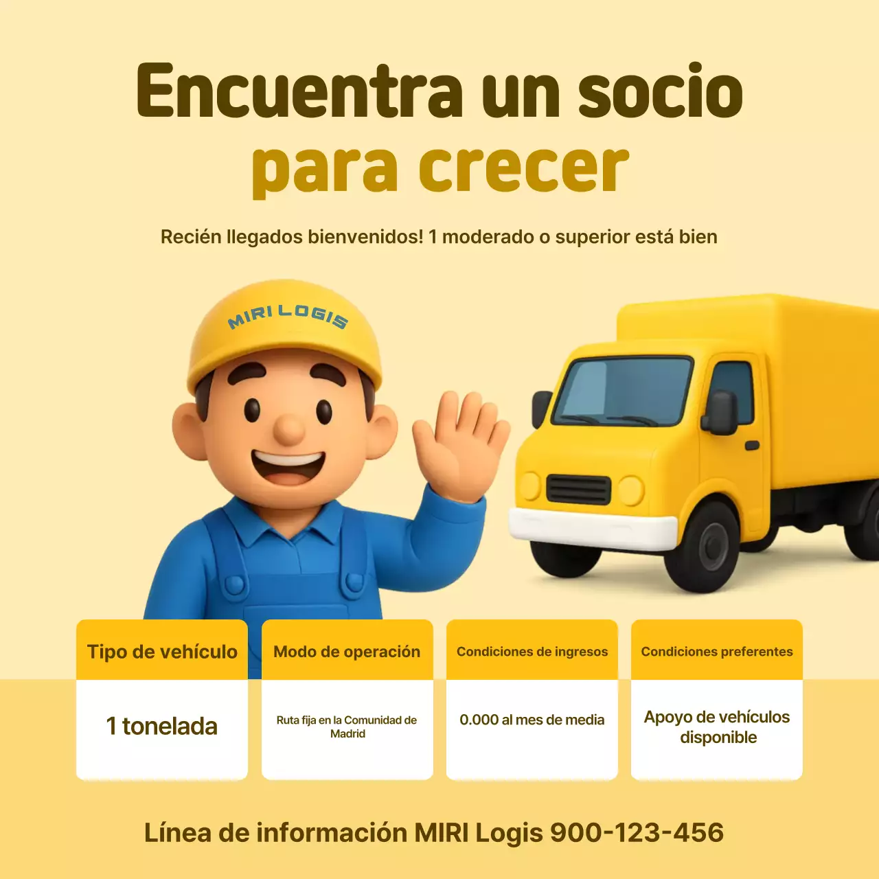 Anuncio de reclutamiento de Técnico en Logística Simple Amarillo