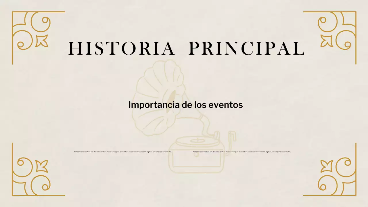 Presentación de estudios históricos clásicos beige