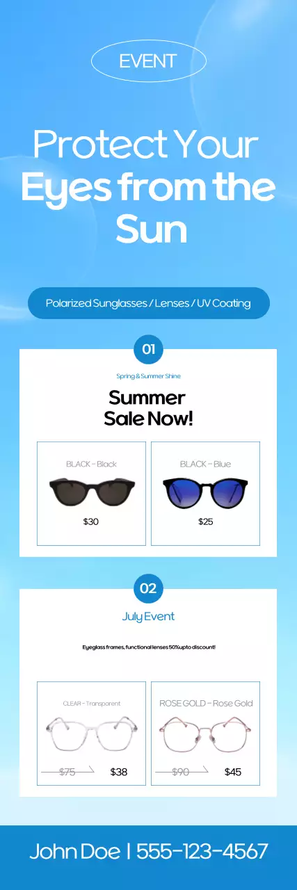 Sky Blue Modern Glasses Advertisement