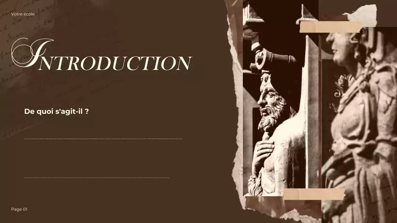 Présentation historique vintage marron