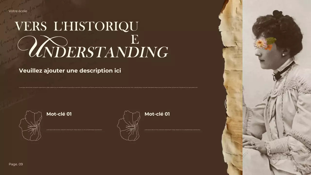 Présentation historique vintage marron