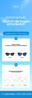 Himmelblaue moderne Brillenwerbung