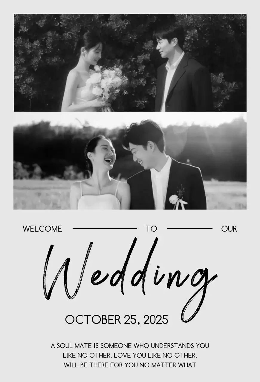 Convite de casamento elegante em preto e branco