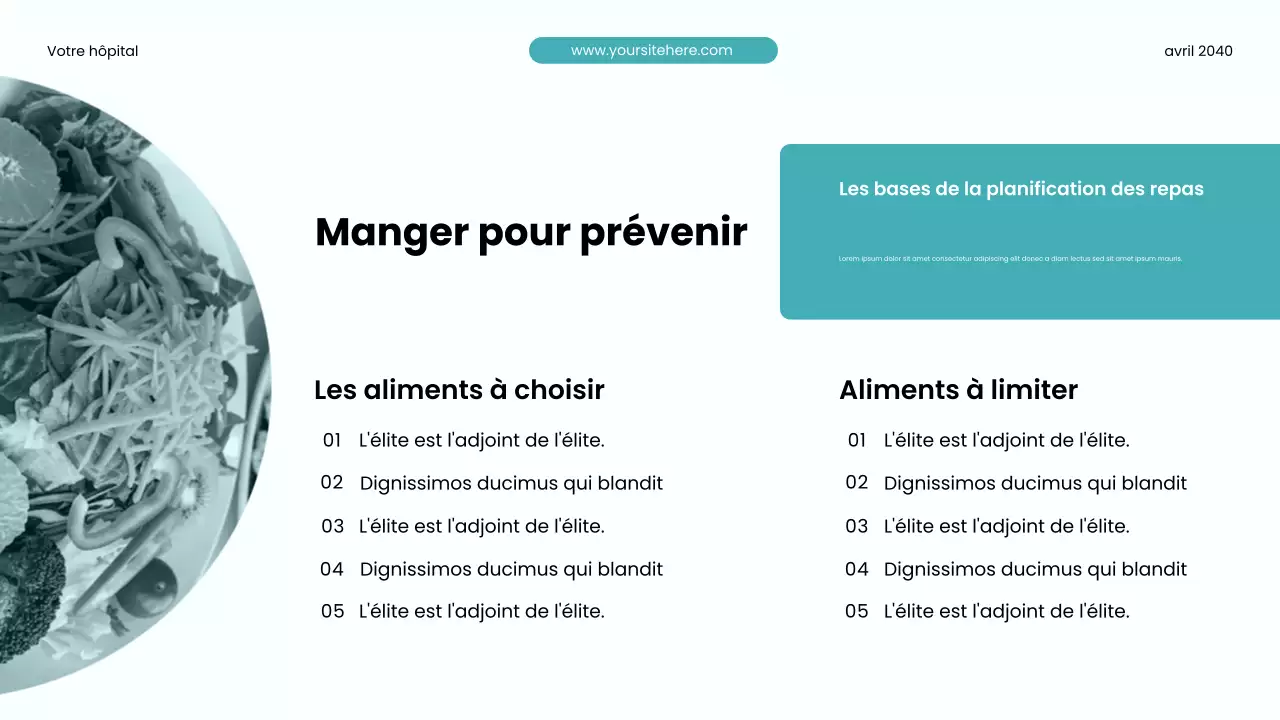 Présentation de promotion de la santé moderne Teal