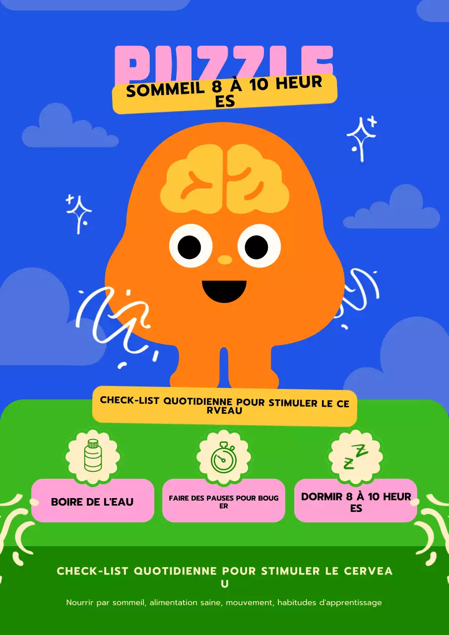 Affiche colorée et moderne pour stimuler les capacités cérébrales