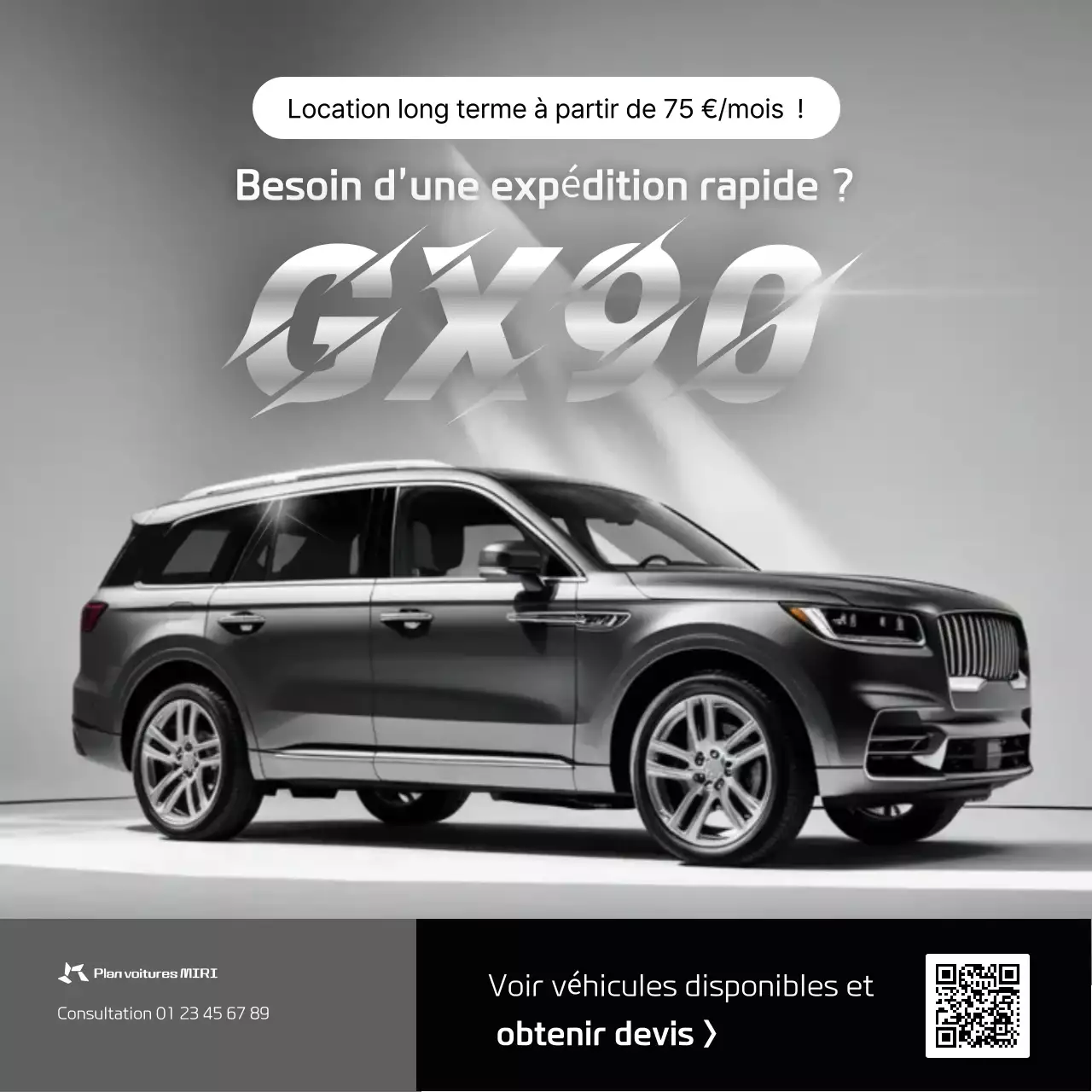 publicité pour une voiture grise moderne